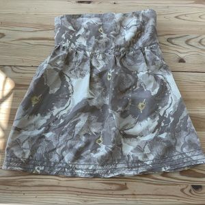 Banana Republic silk strapless top blouse brown cream floral size 2